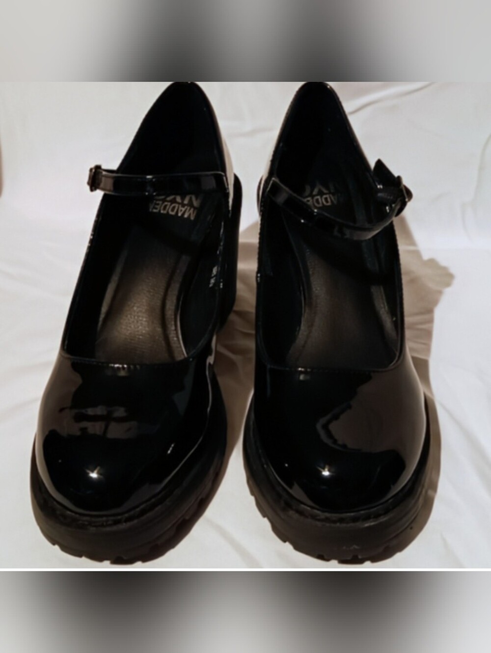 🍈 Steve Madden Shiny Black Mary Jane Heels – Size 7.5 - Picture 2 of 12